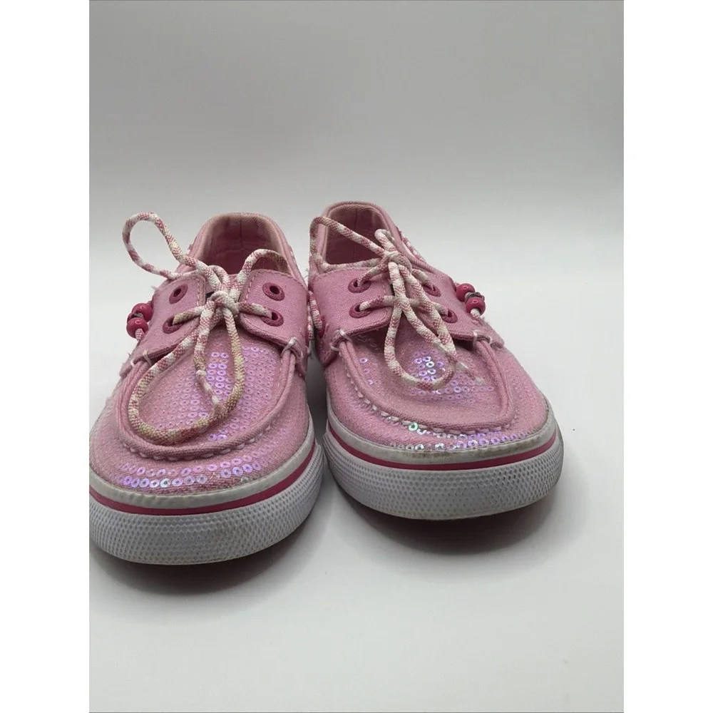 Sperry‎ Girls 13.5  Bahama Pink Sequin Boat Shoes Sparkle Lace Up Casual Flats